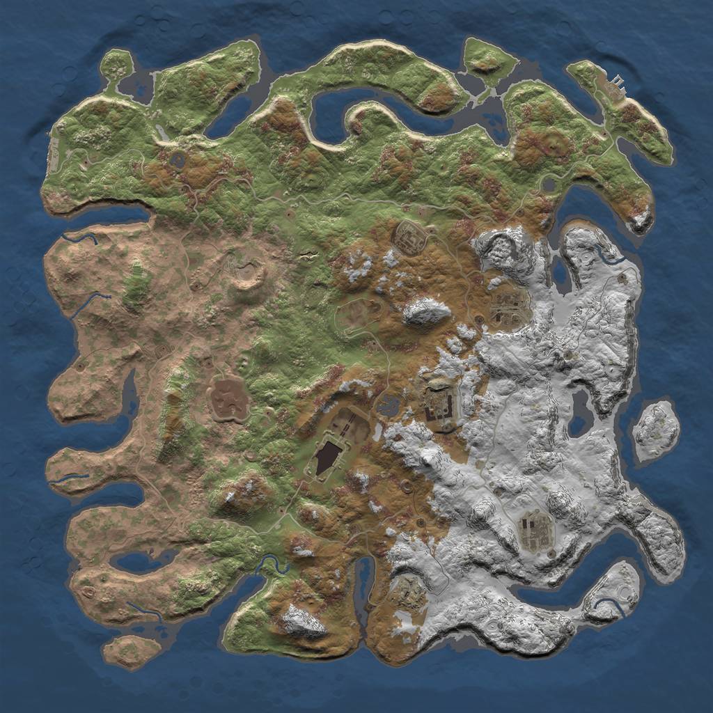 Rust Map: Procedural Map, Size: 4800, Seed: 197346285, 16 Monuments