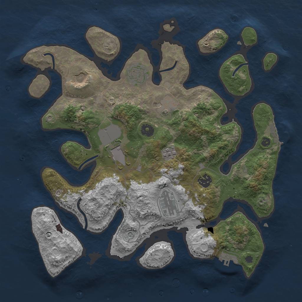 Rust Map: Procedural Map, Size: 3500, Seed: 971464, 15 Monuments