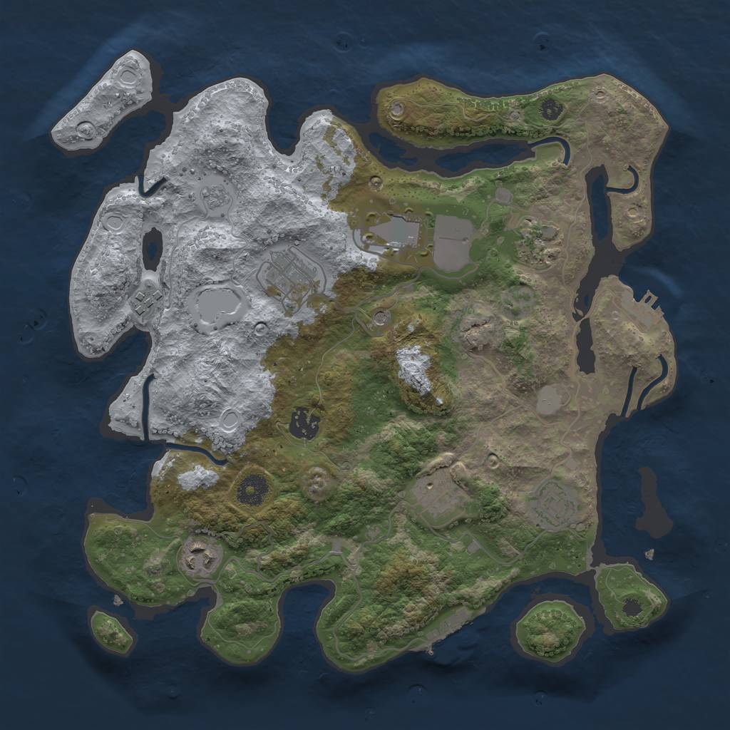 Rust Map: Procedural Map, Size: 3500, Seed: 598373648, 17 Monuments