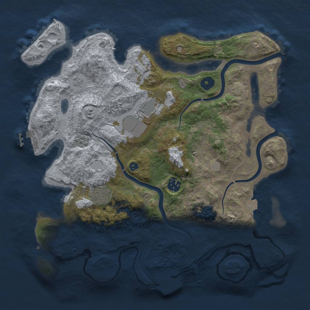 Rust Map: Procedural Map, Size: 3500, Seed: 598373648, 10 Monuments