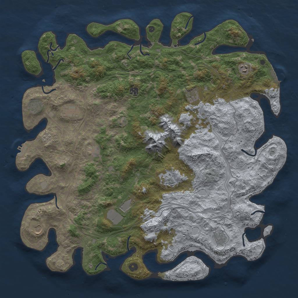 Rust Map: Procedural Map, Size: 5000, Seed: 682488776, 19 Monuments