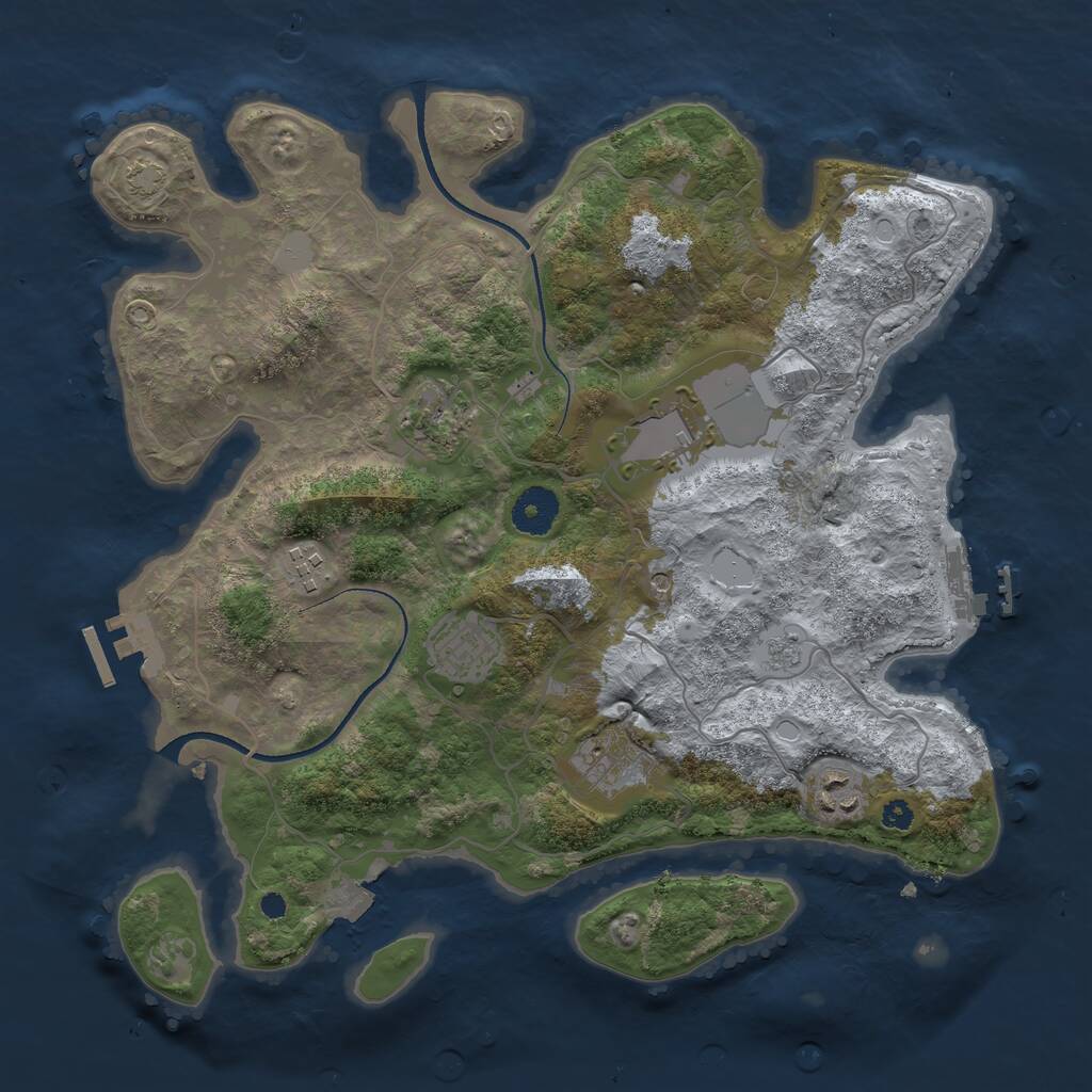 Rust Map: Procedural Map, Size: 3500, Seed: 1856741682, 12 Monuments