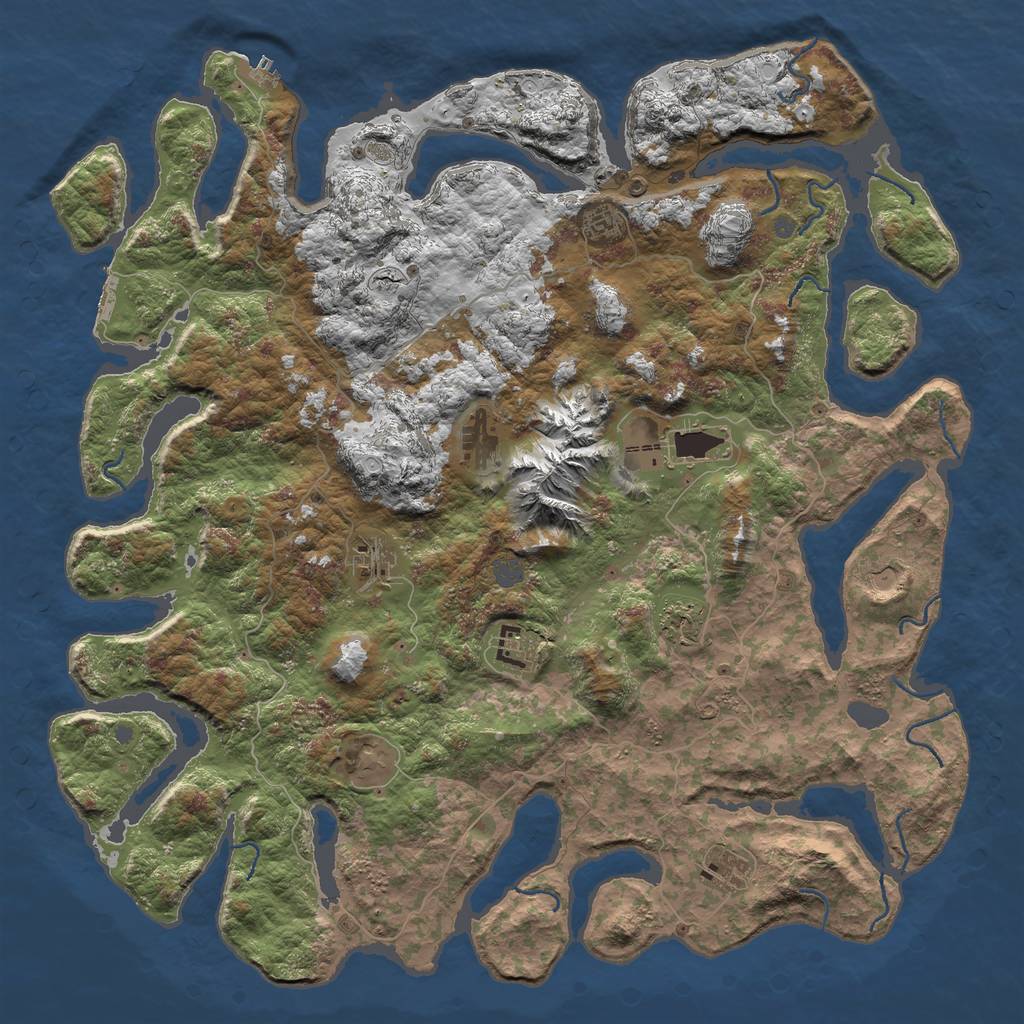 Rust Map: Procedural Map, Size: 5000, Seed: 151316141, 16 Monuments