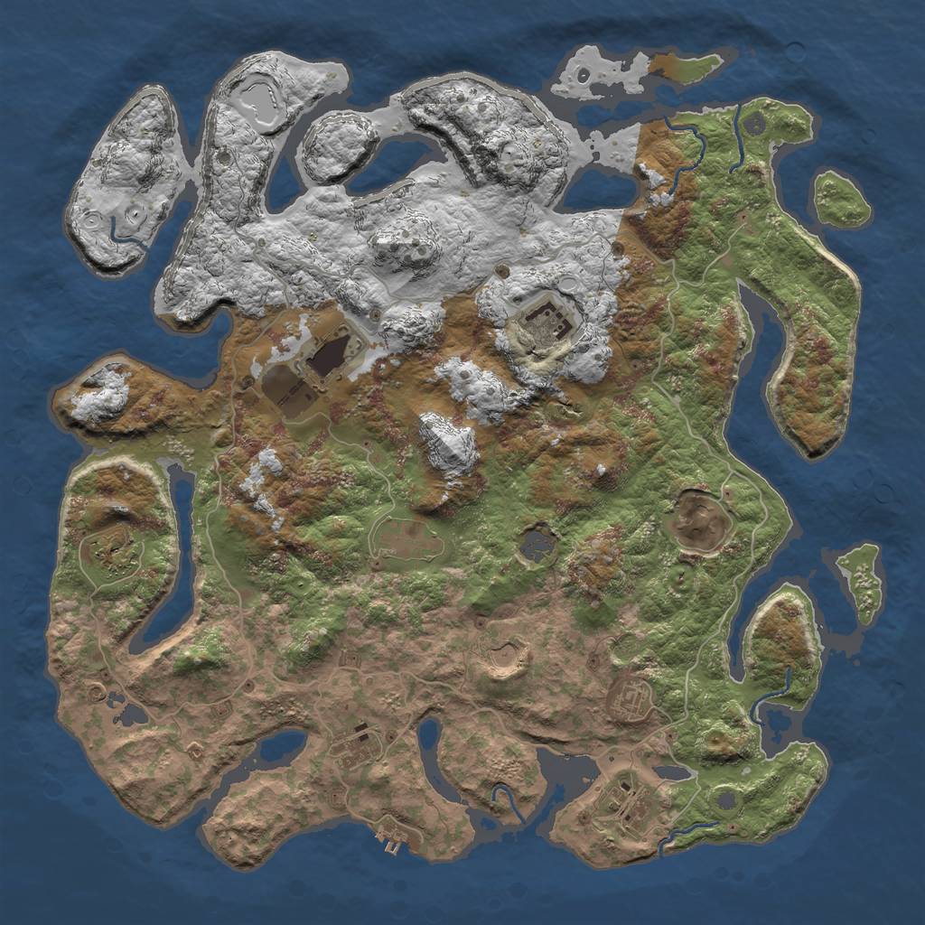 Rust Map: Procedural Map, Size: 4500, Seed: 625739, 15 Monuments