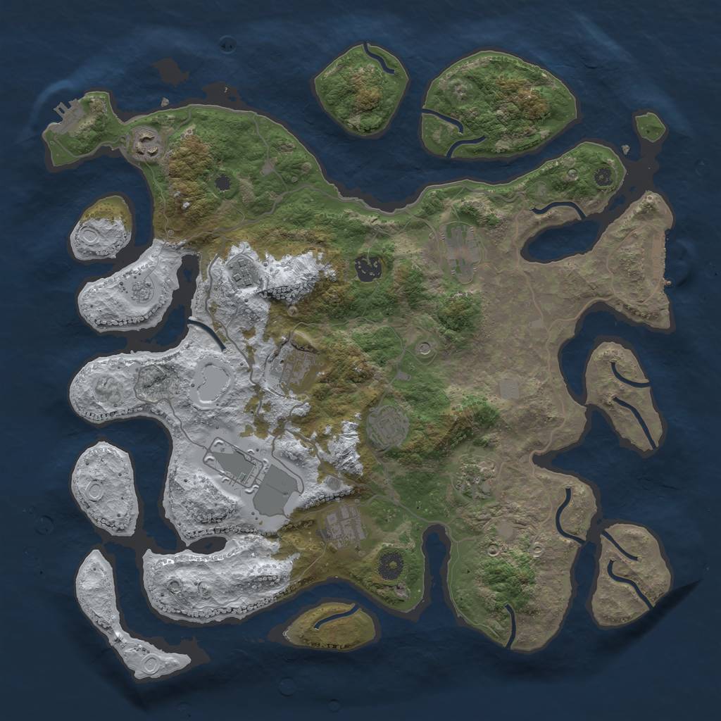 Rust Map: Procedural Map, Size: 4000, Seed: 607, 18 Monuments