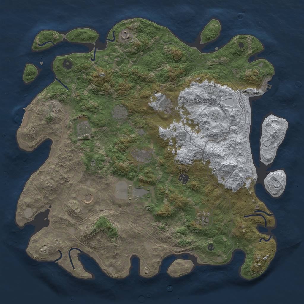 Rust Map: Procedural Map, Size: 4500, Seed: 488559, 19 Monuments