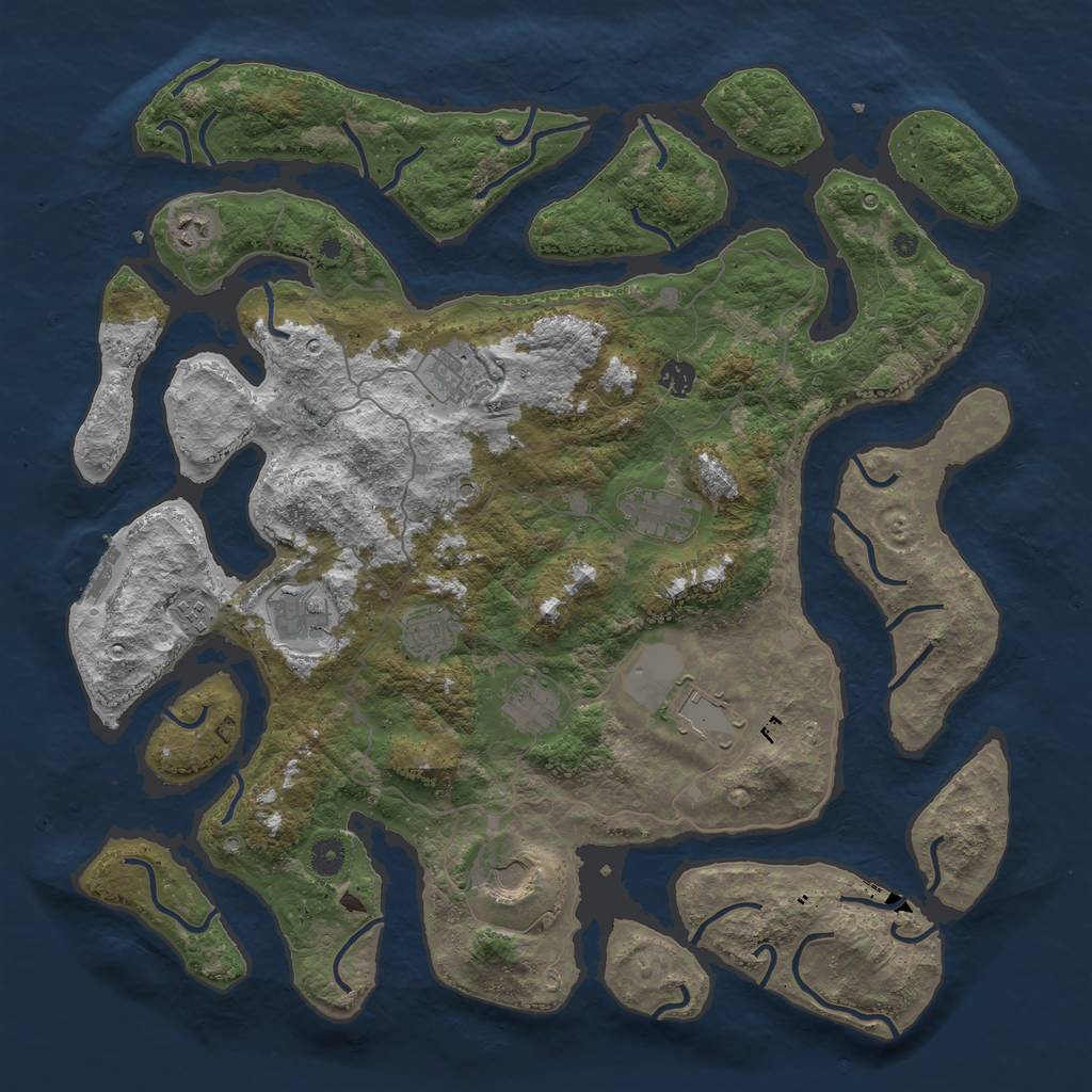 Rust Map: Procedural Map, Size: 4500, Seed: 1932761912, 14 Monuments