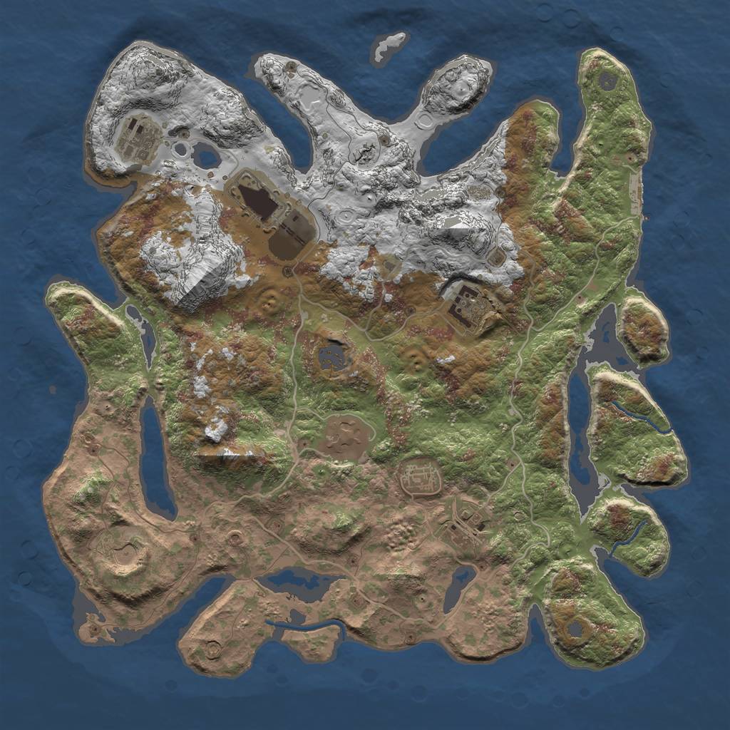 Rust Map: Procedural Map, Size: 4000, Seed: 53093, 13 Monuments