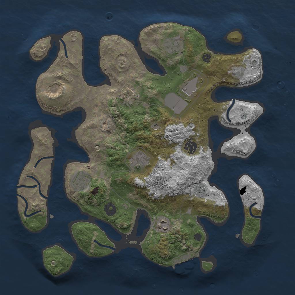 Rust Map: Procedural Map, Size: 3500, Seed: 1977870345, 16 Monuments