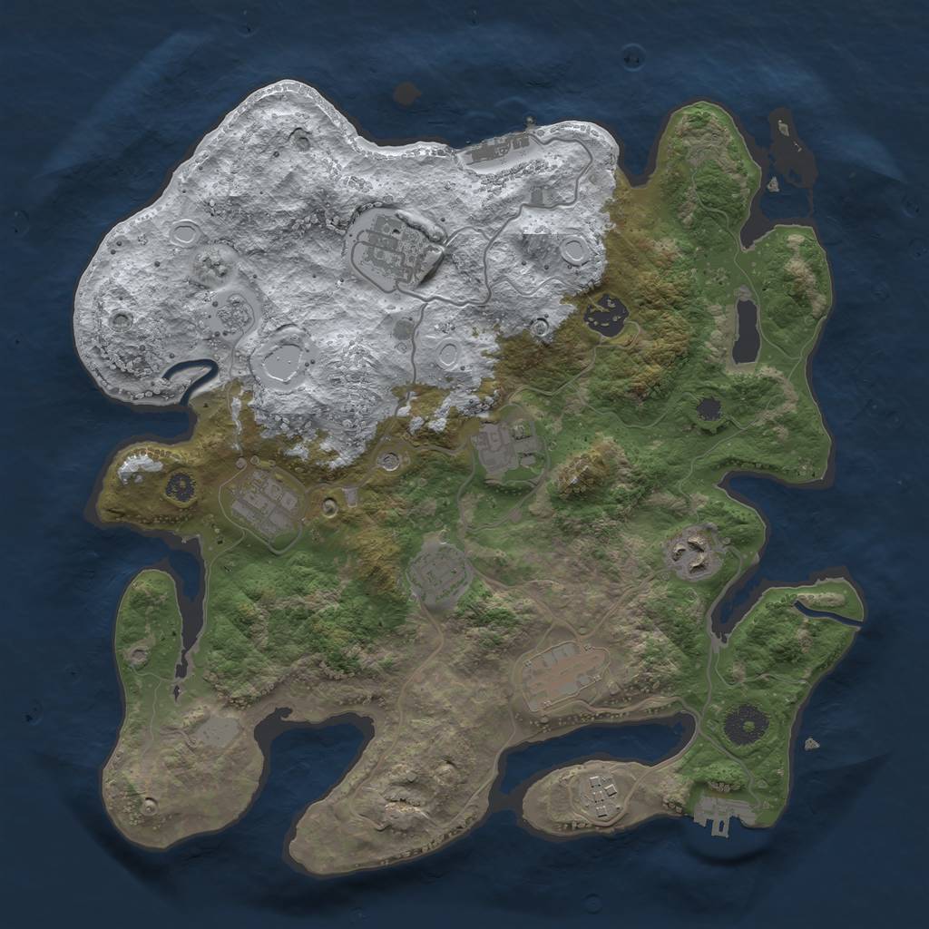 Rust Map: Procedural Map, Size: 3400, Seed: 563147, 17 Monuments