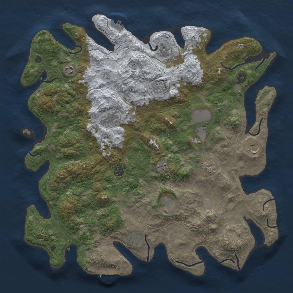 Rust Map: Procedural Map, Size: 4500, Seed: 1363155491, 19 Monuments