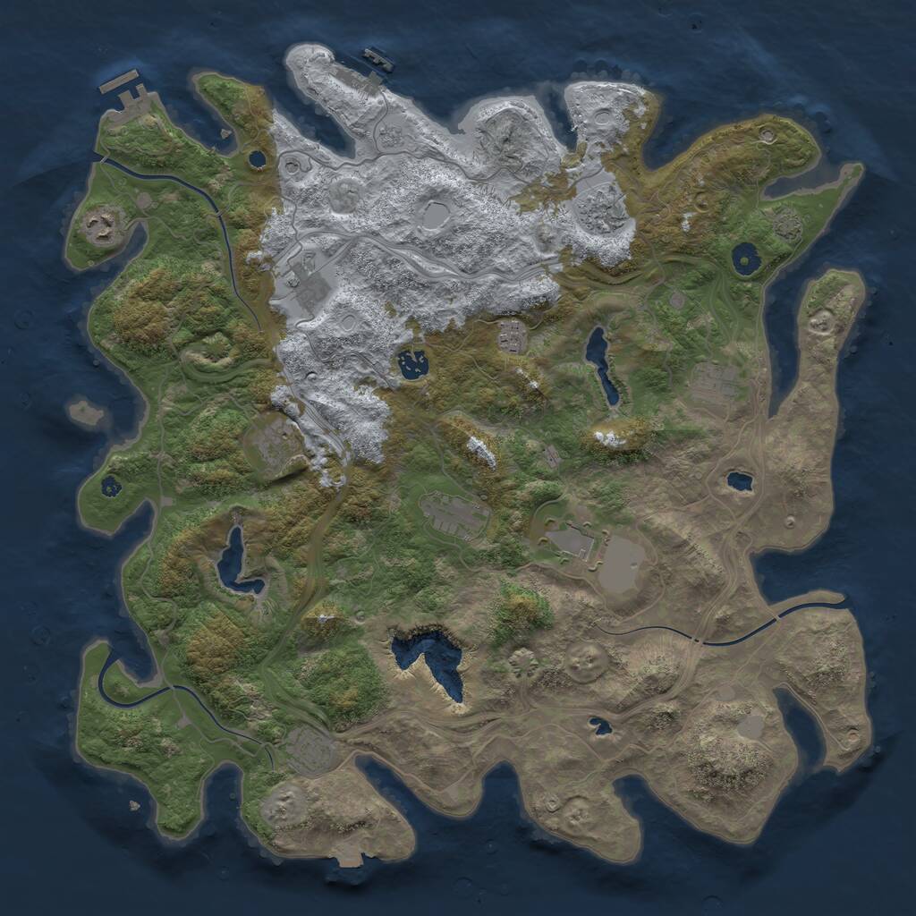 Rust Map: Procedural Map, Size: 4500, Seed: 1363155491, 16 Monuments