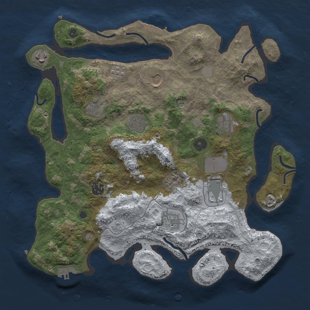 Rust Map: Procedural Map, Size: 3600, Seed: 797084497, 18 Monuments