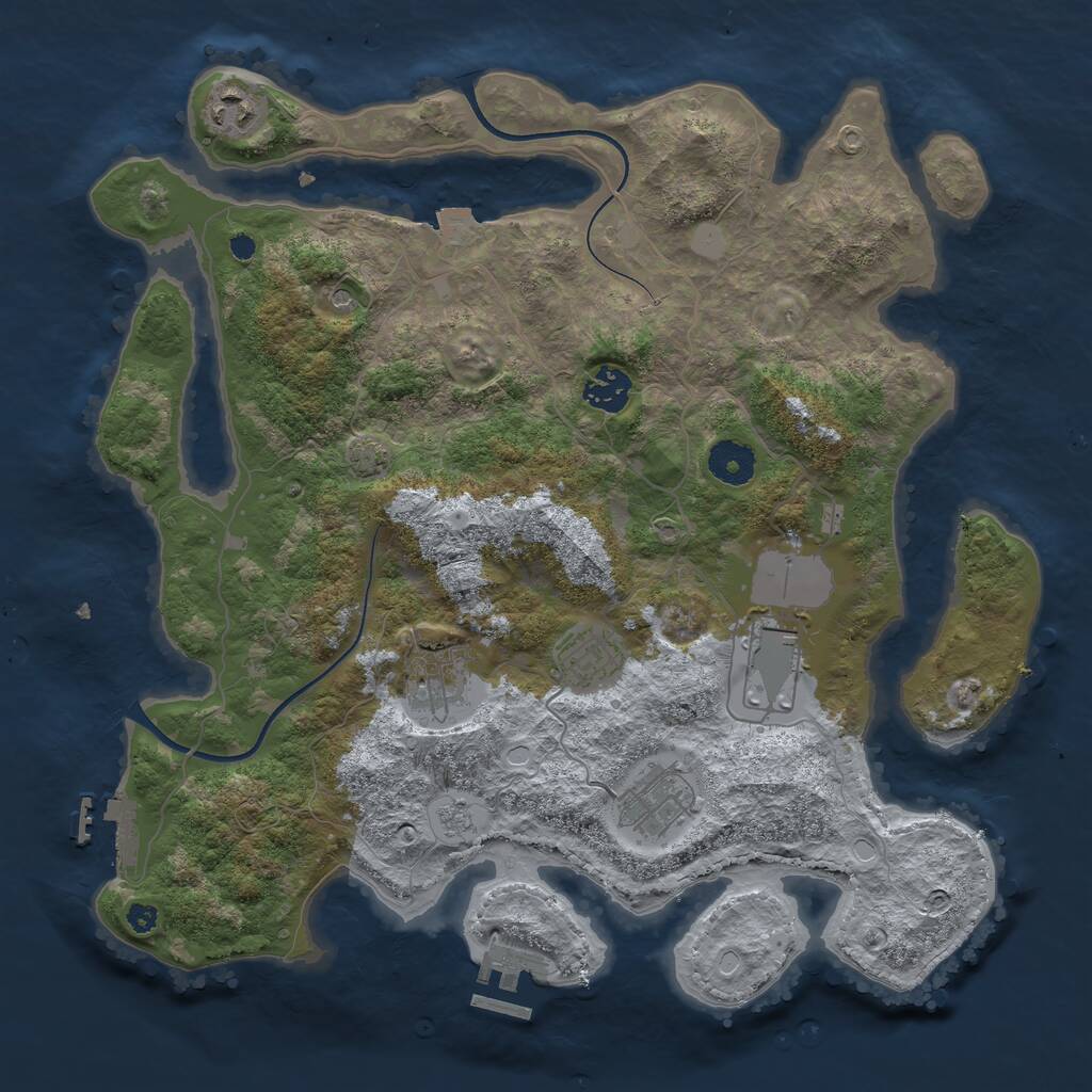 Rust Map: Procedural Map, Size: 3600, Seed: 797084497, 12 Monuments