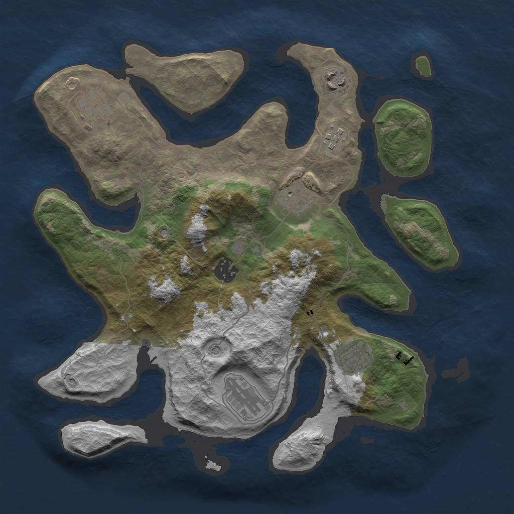 Rust Map: Barren, Size: 3310, Seed: 711387767, 10 Monuments