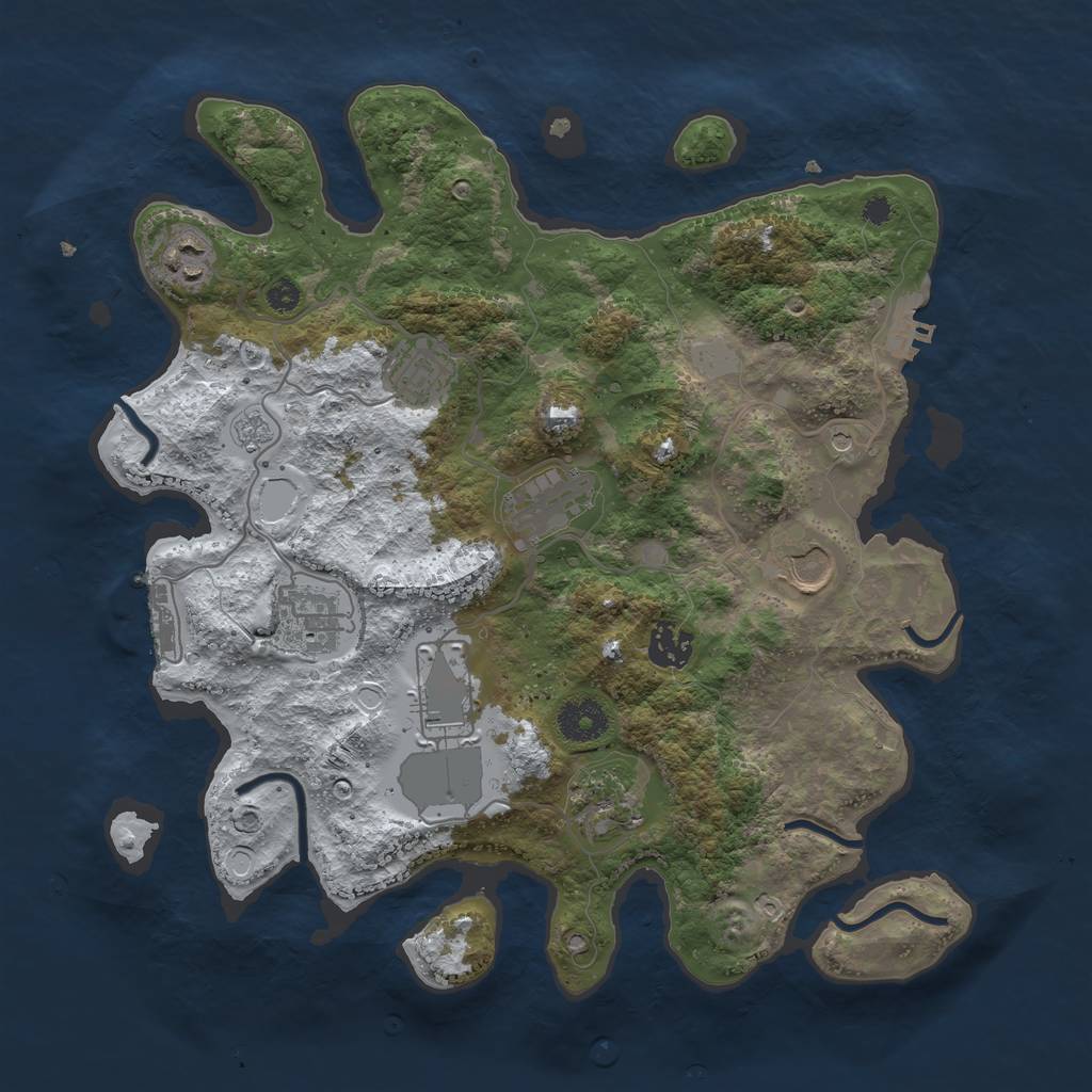 Rust Map: Procedural Map, Size: 3500, Seed: 646735675, 17 Monuments