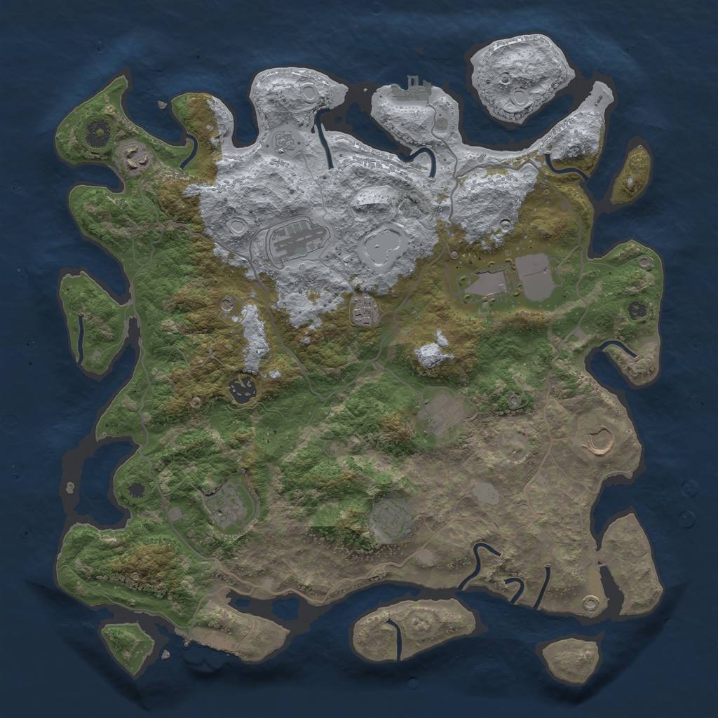 Rust Map: Procedural Map, Size: 4000, Seed: 8344232, 16 Monuments