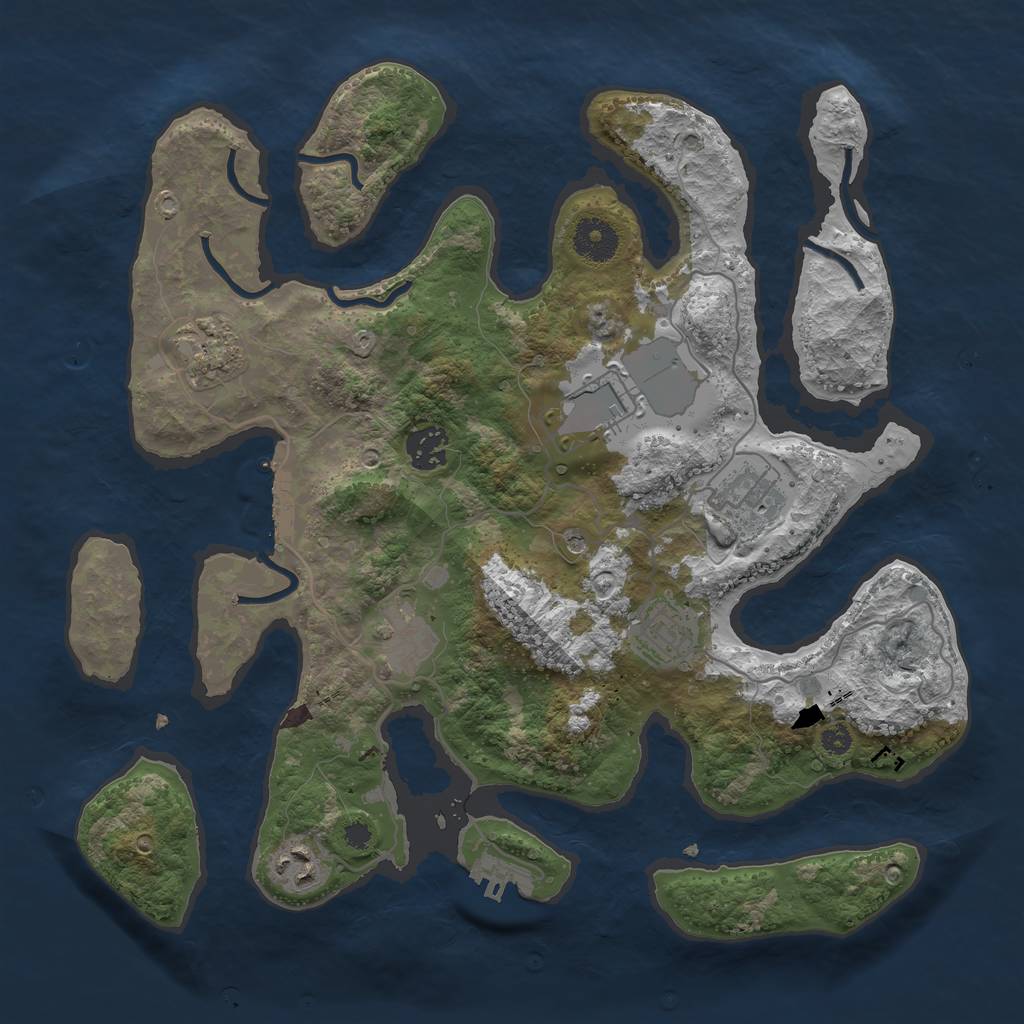 Rust Map: Procedural Map, Size: 3500, Seed: 331879616, 12 Monuments