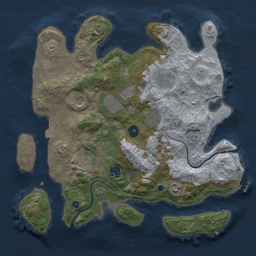 Rust Map: Procedural Map, Size: 3500, Seed: 331879616, 13 Monuments