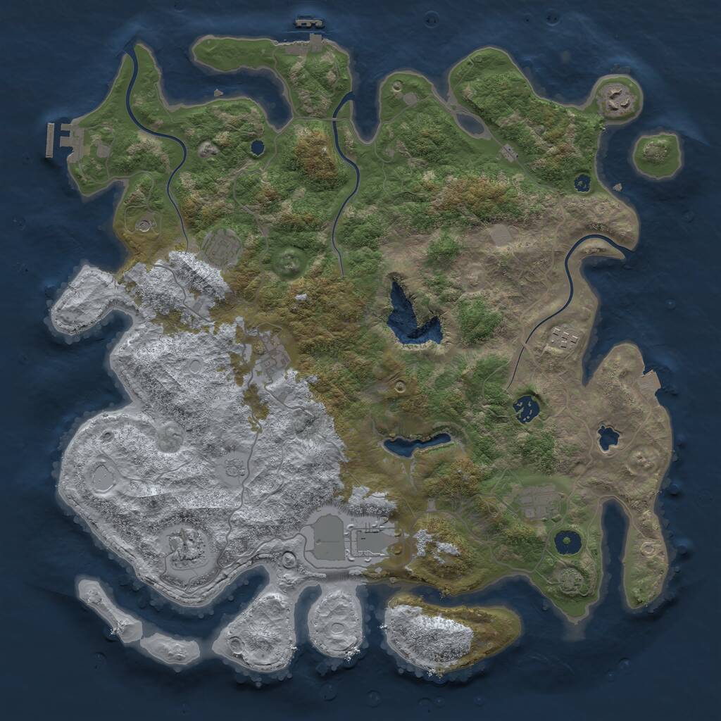 Rust Map: Procedural Map, Size: 4200, Seed: 36, 14 Monuments