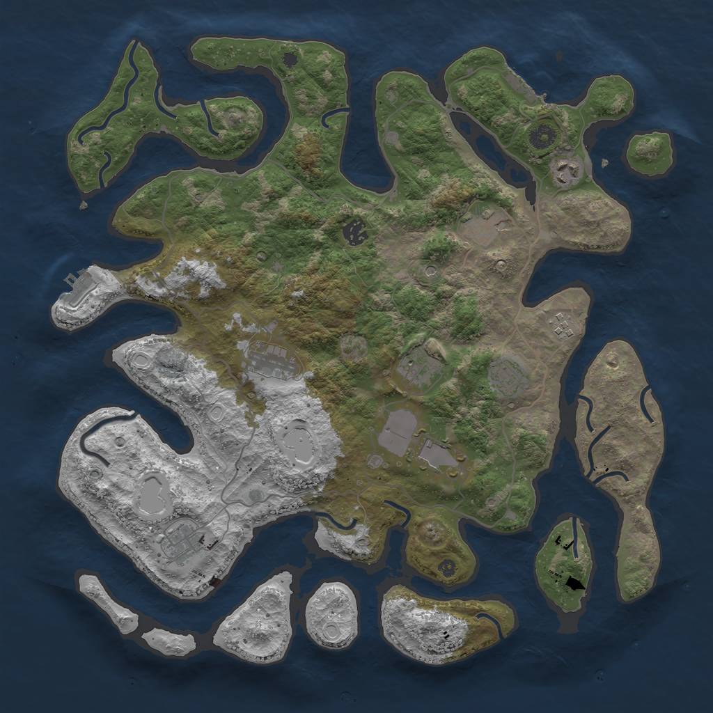 Rust Map: Procedural Map, Size: 4200, Seed: 36, 17 Monuments