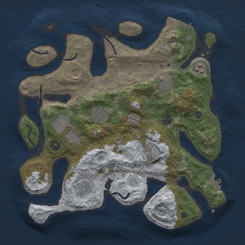 Rust Map: Procedural Map, Size: 3500, Seed: 5562275, 18 Monuments