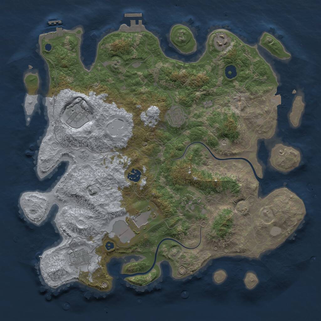 Rust Map: Procedural Map, Size: 3750, Seed: 59824249, 13 Monuments