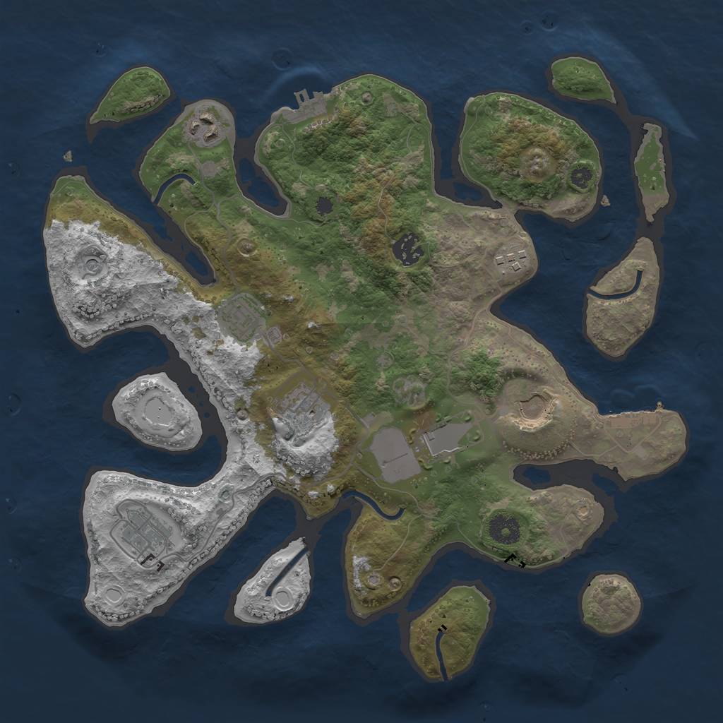 Rust Map: Procedural Map, Size: 3500, Seed: 68358, 19 Monuments