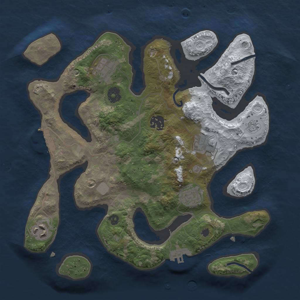 Rust Map: Procedural Map, Size: 3000, Seed: 854779491, 13 Monuments