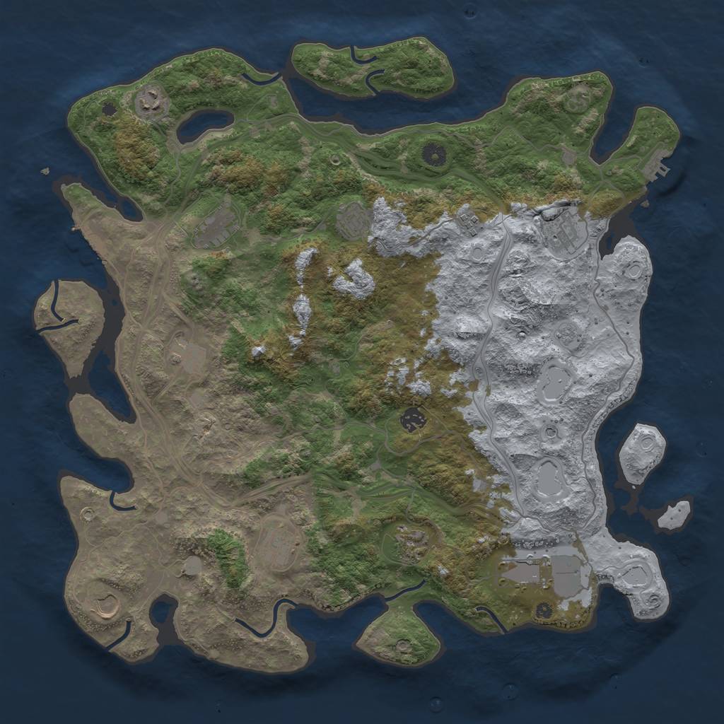 Rust Map: Procedural Map, Size: 4500, Seed: 310452012, 18 Monuments