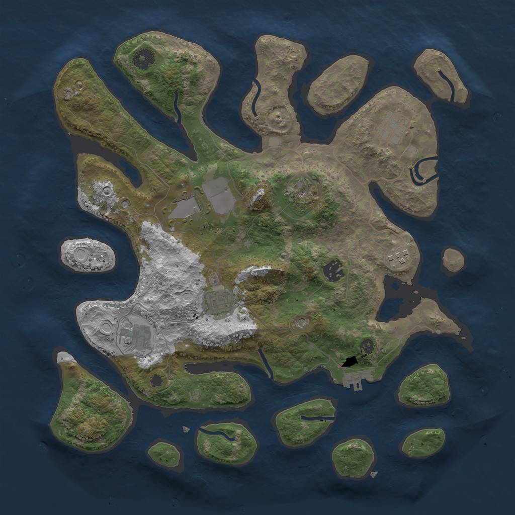 Rust Map: Procedural Map, Size: 3700, Seed: 499872178, 17 Monuments