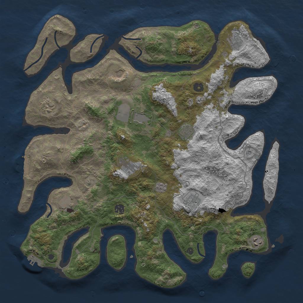 Rust Map: Procedural Map, Size: 4500, Seed: 124578963, 16 Monuments