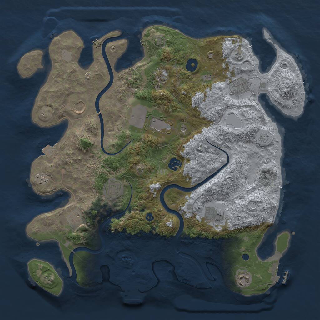 Rust Map: Procedural Map, Size: 3800, Seed: 40605, 16 Monuments
