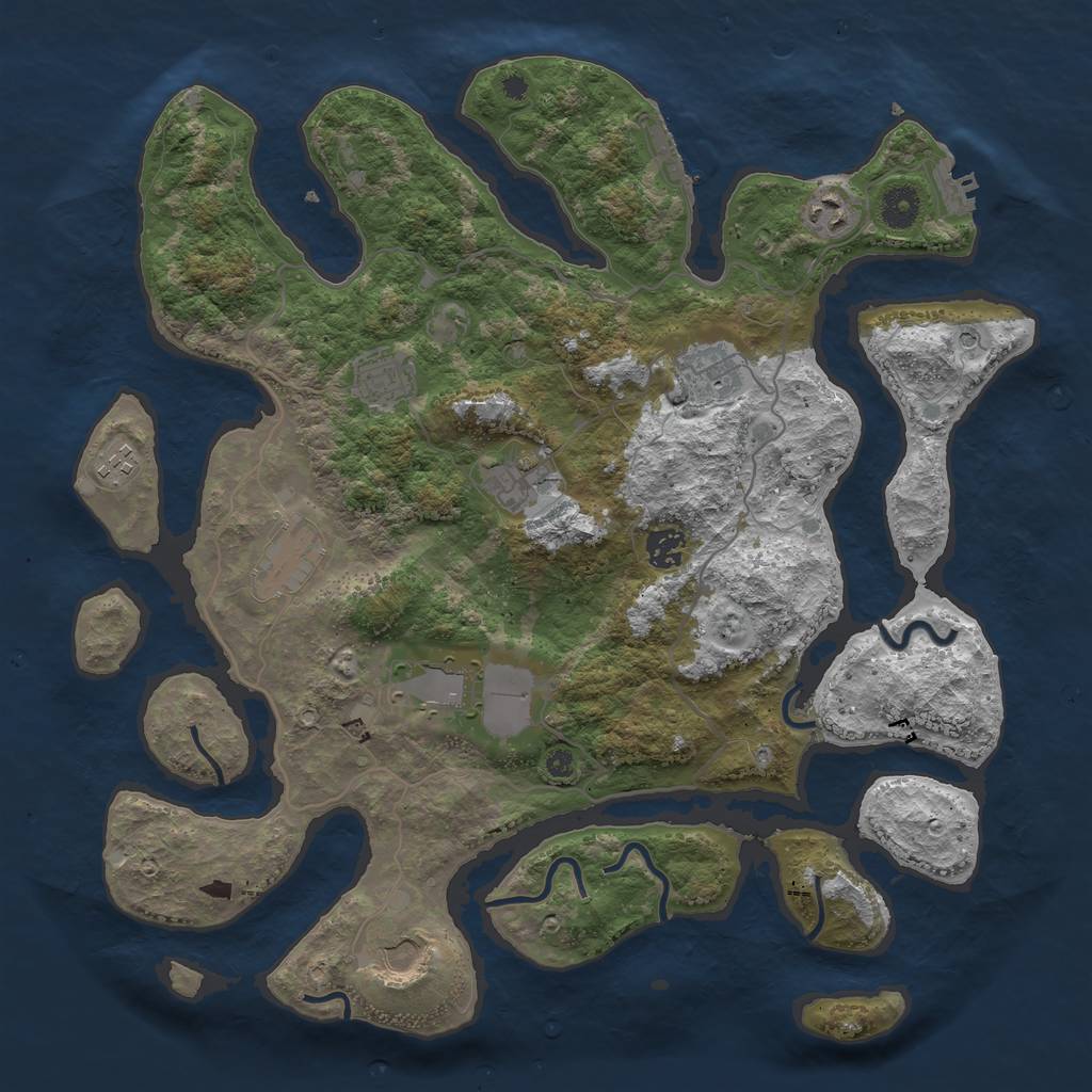 Rust Map: Procedural Map, Size: 4000, Seed: 9123169, 14 Monuments