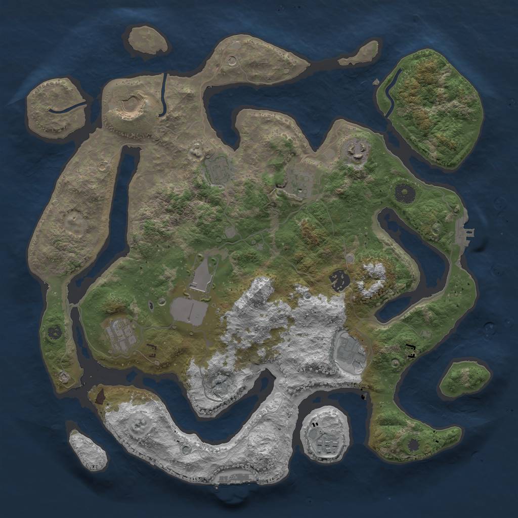 Rust Map: Procedural Map, Size: 3800, Seed: 5823258, 14 Monuments