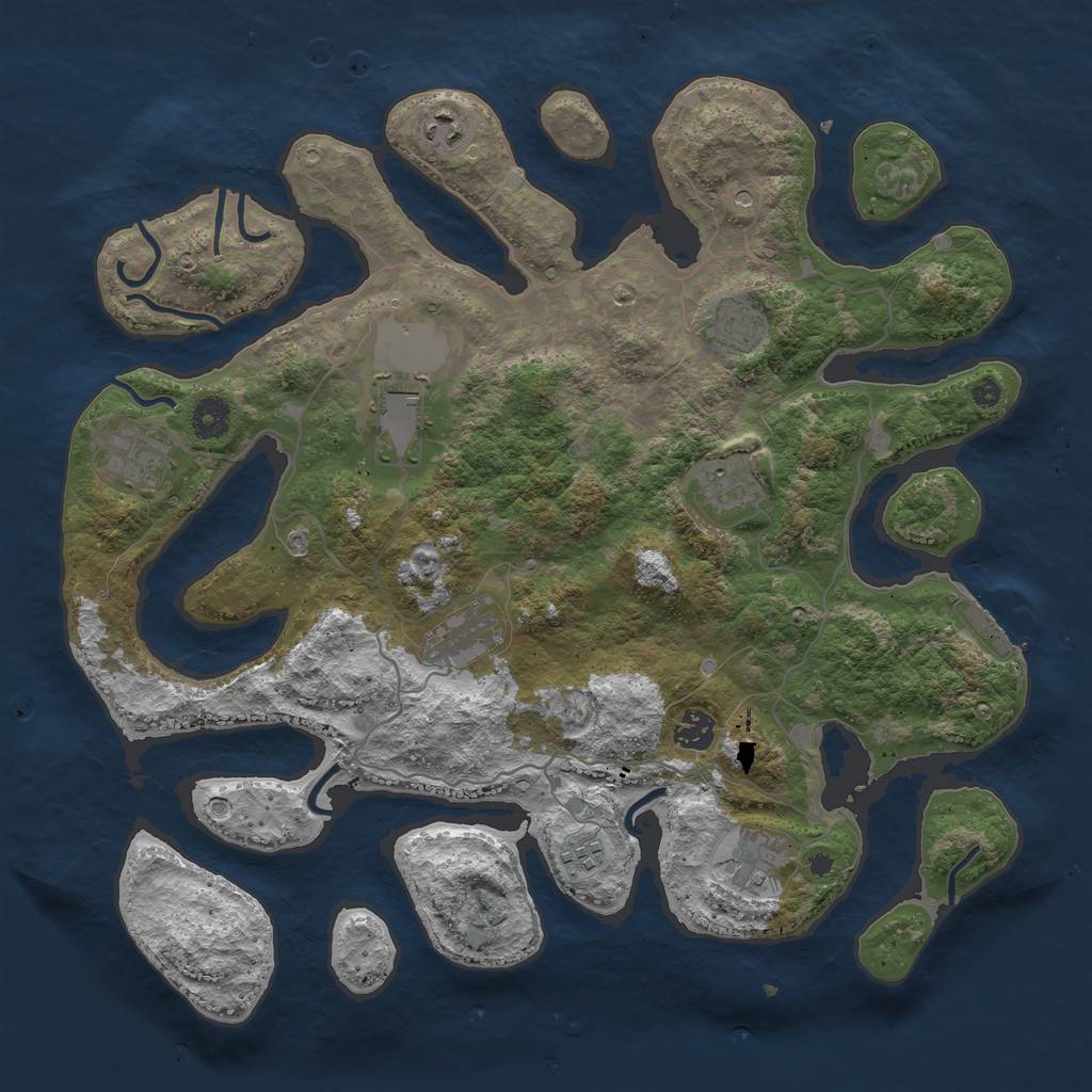 Rust Map: Procedural Map, Size: 4000, Seed: 984685123, 13 Monuments