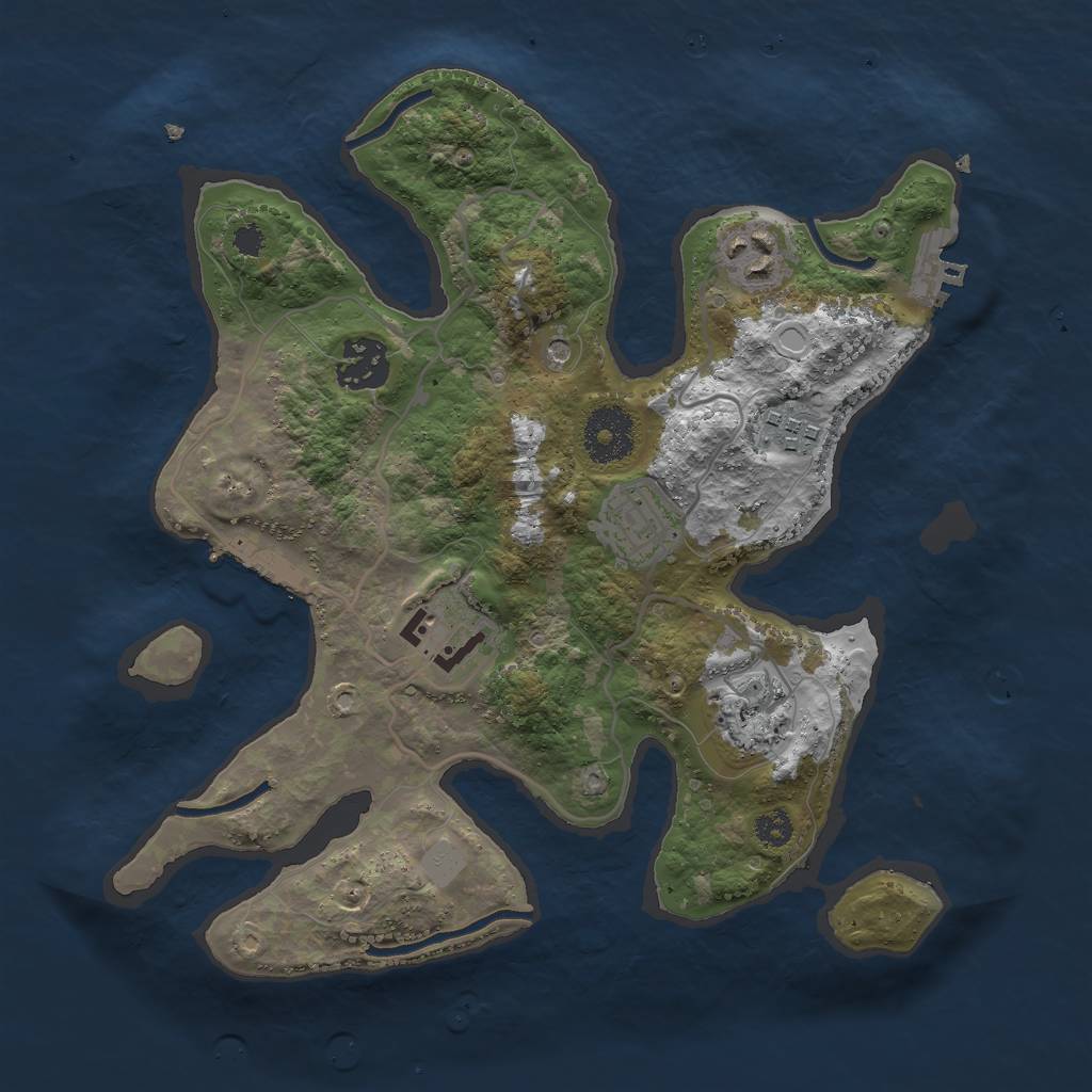 Rust Map: Procedural Map, Size: 3000, Seed: 411, 14 Monuments