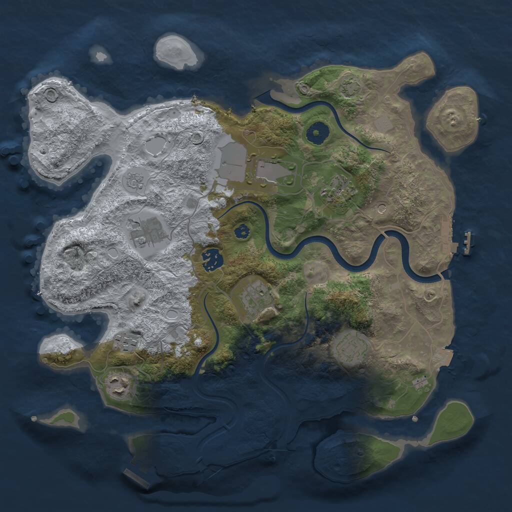 Rust Map: Procedural Map, Size: 3500, Seed: 925161, 14 Monuments