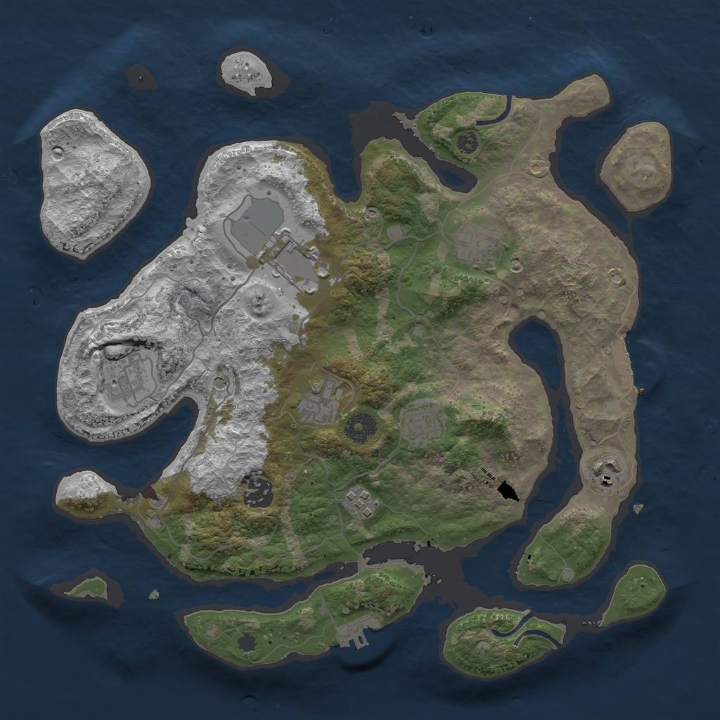 Rust Map: Procedural Map, Size: 3500, Seed: 925161, 13 Monuments