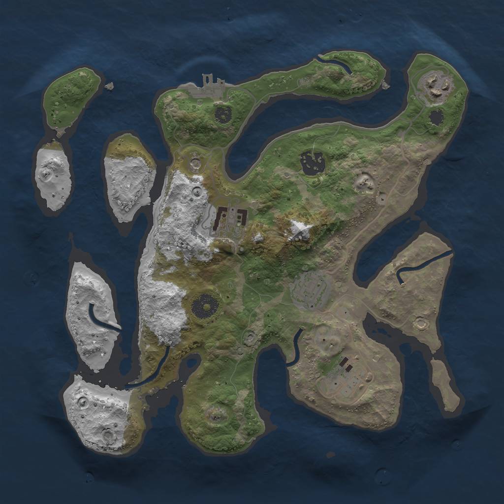 Rust Map: Procedural Map, Size: 3000, Seed: 852102942, 9 Monuments