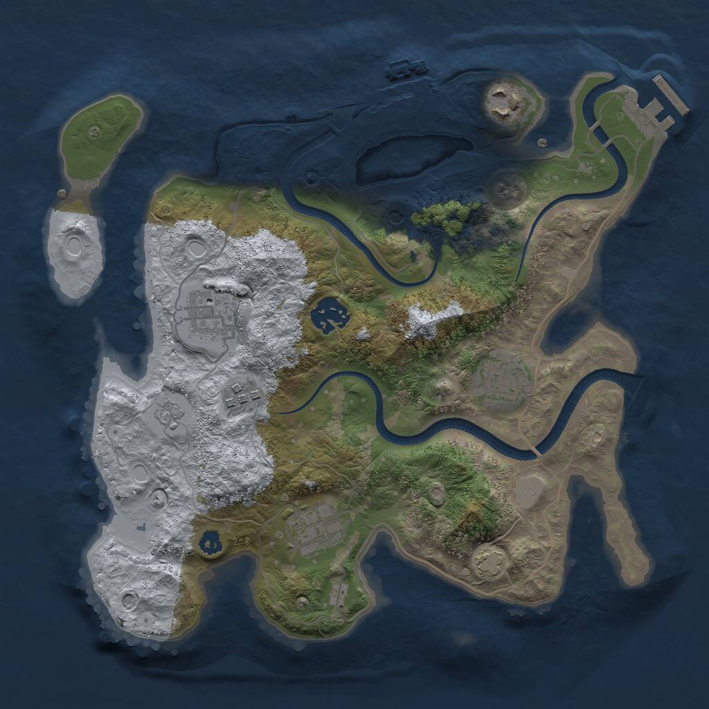 Rust Map: Procedural Map, Size: 3000, Seed: 852102942, 12 Monuments