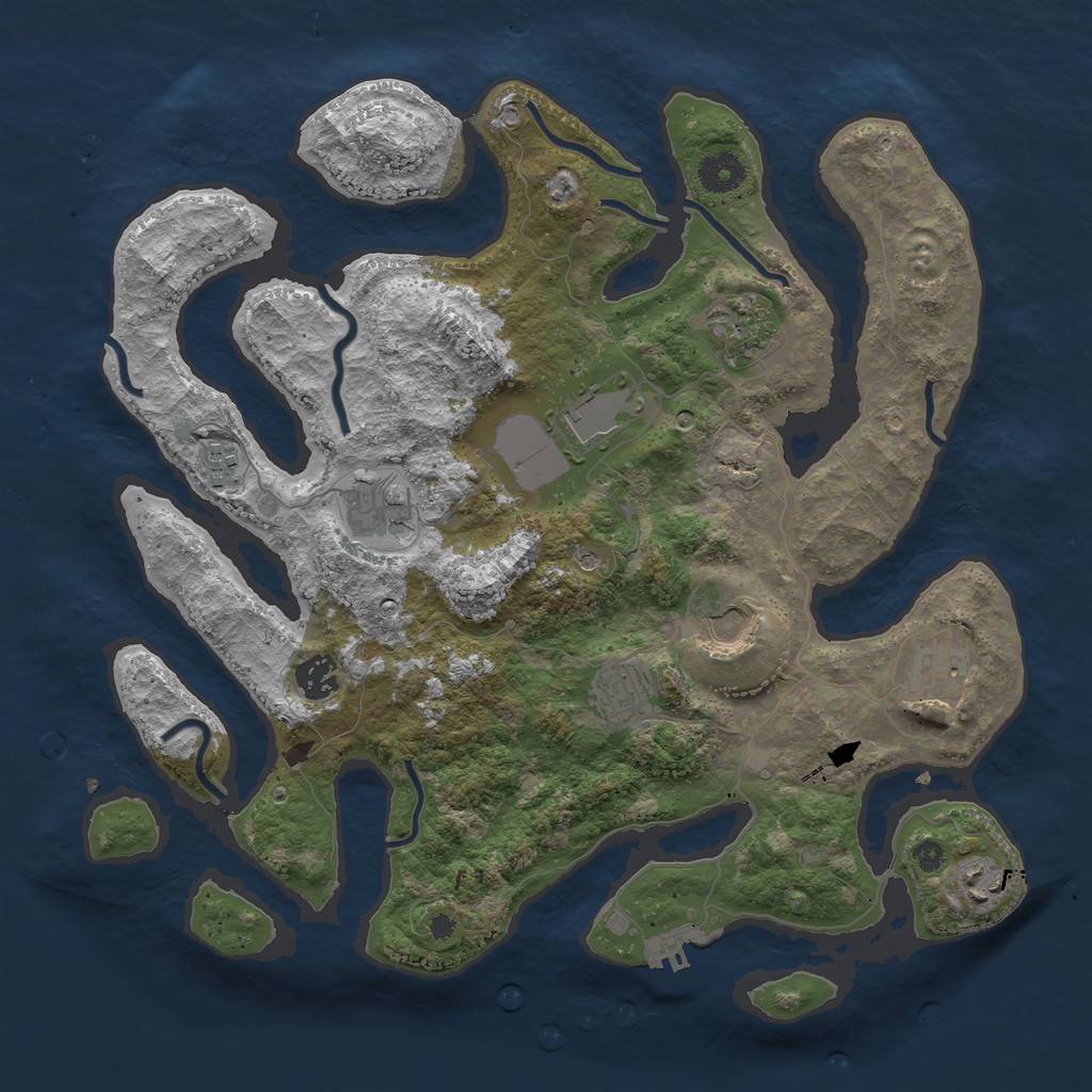 Rust Map: Procedural Map, Size: 3750, Seed: 78894, 13 Monuments