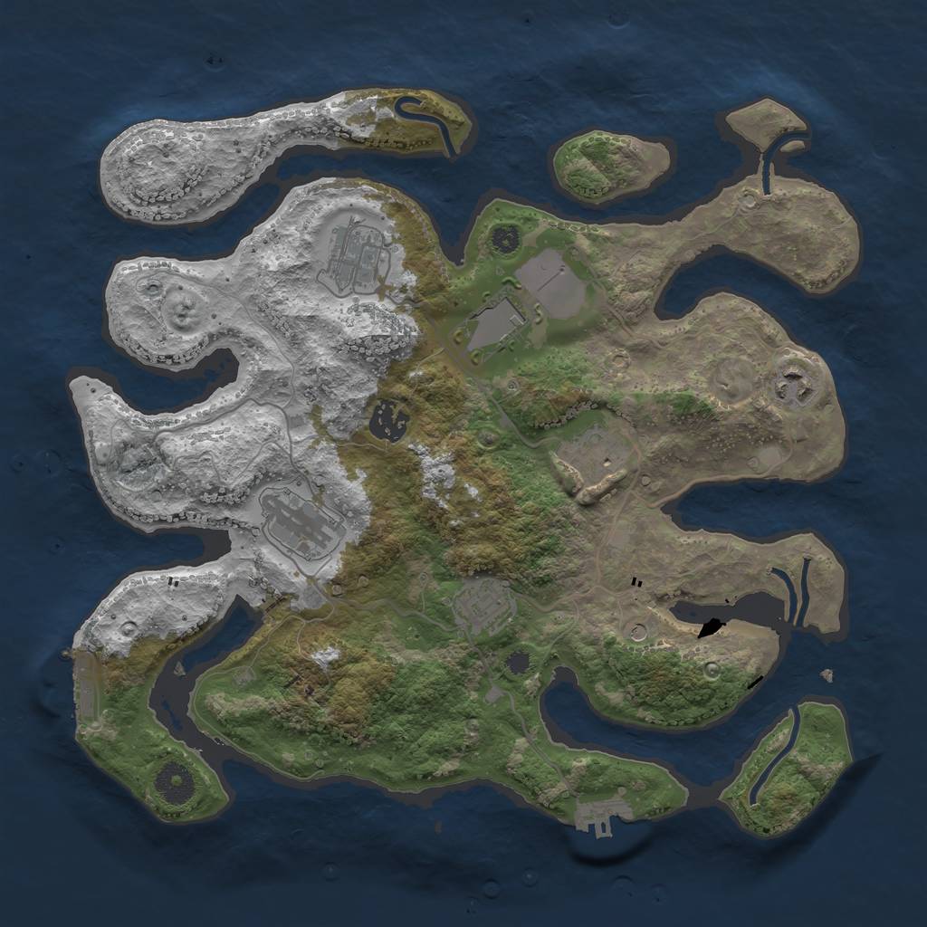 Rust Map: Procedural Map, Size: 3500, Seed: 3101, 12 Monuments