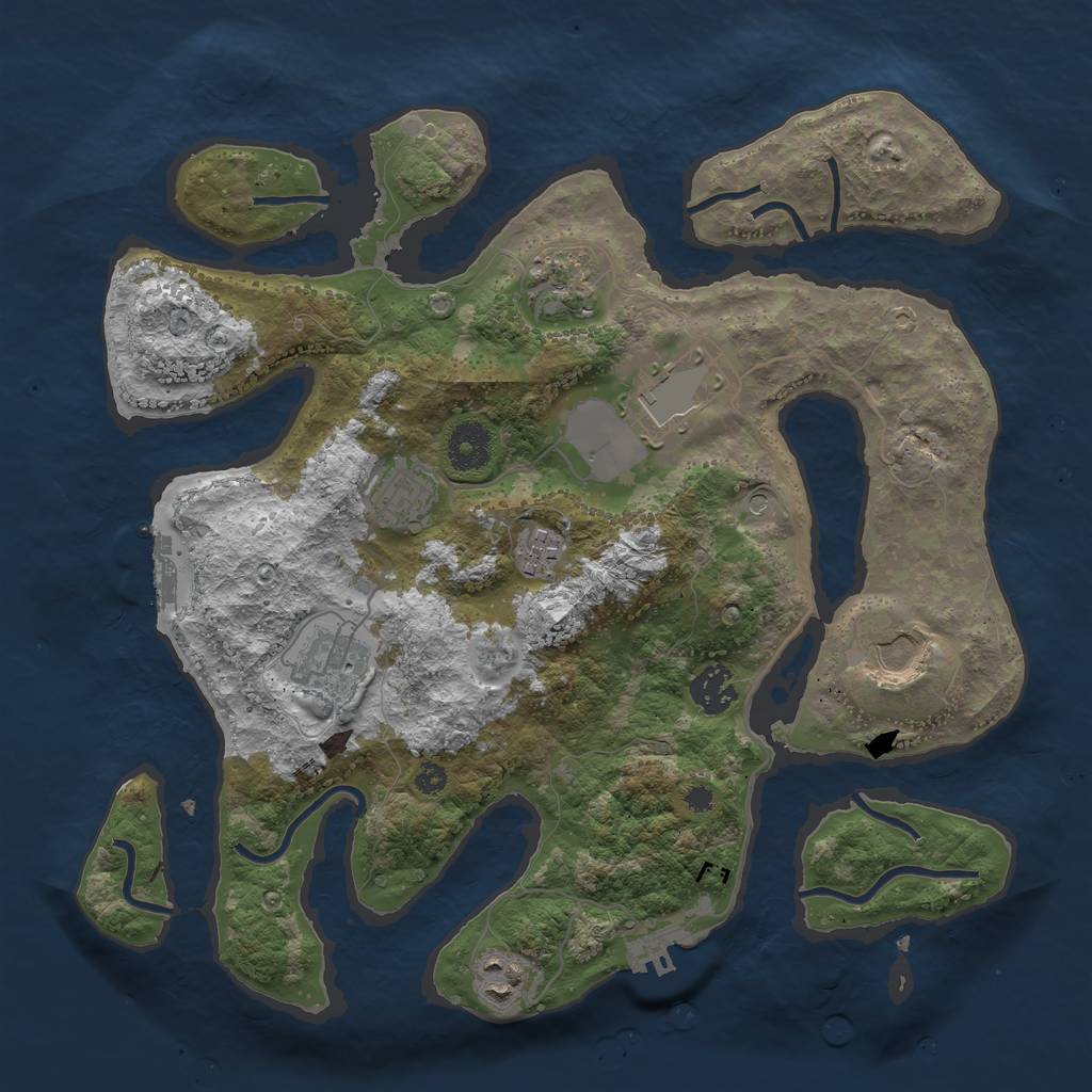 Rust Map: Procedural Map, Size: 3500, Seed: 632863257, 13 Monuments