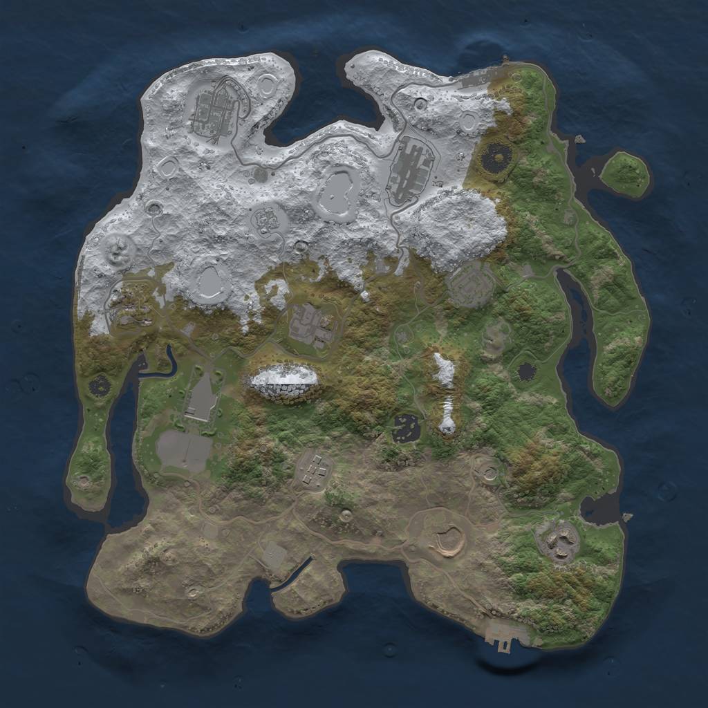 Rust Map: Procedural Map, Size: 3500, Seed: 642424, 19 Monuments