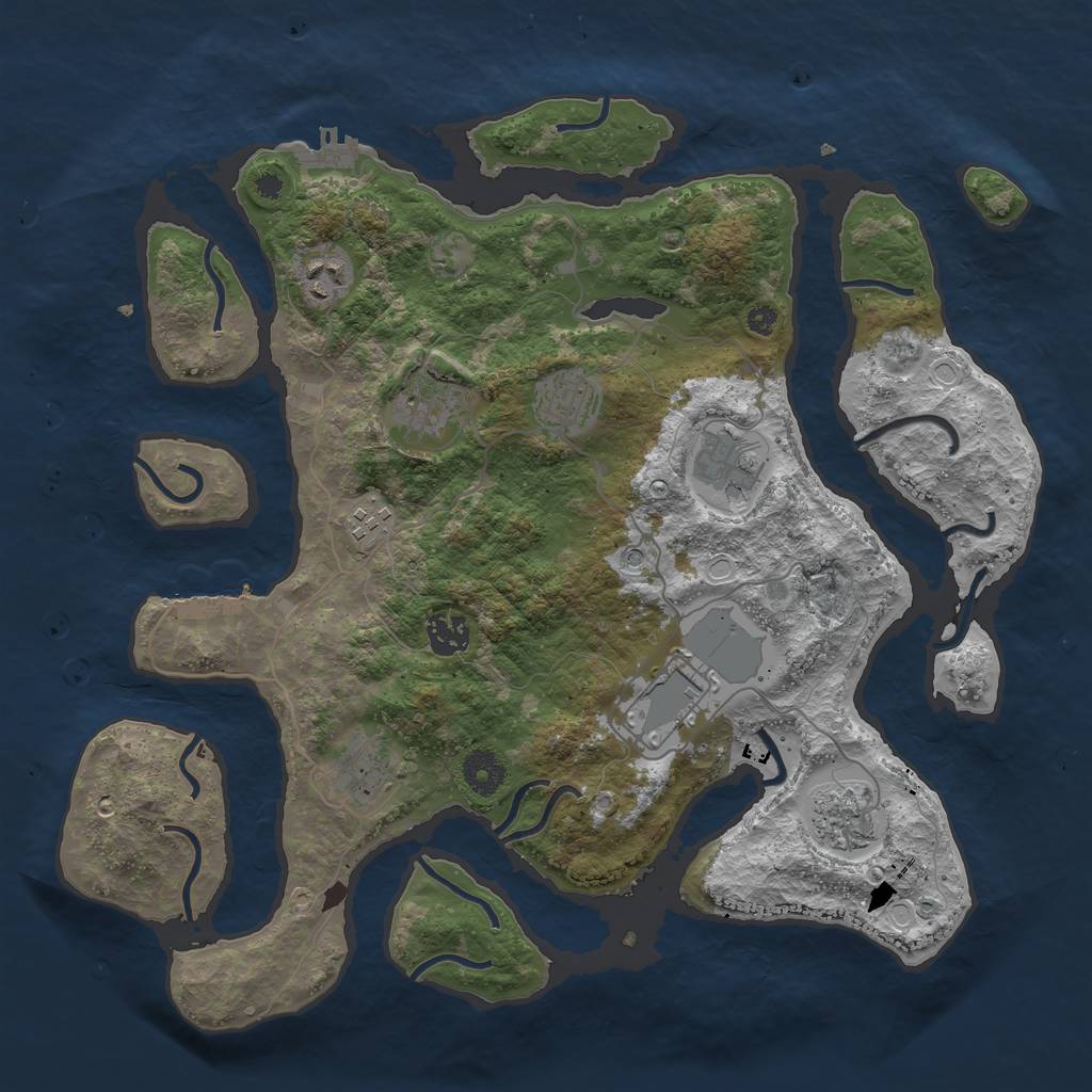 Rust Map: Procedural Map, Size: 3750, Seed: 249513, 20 Monuments