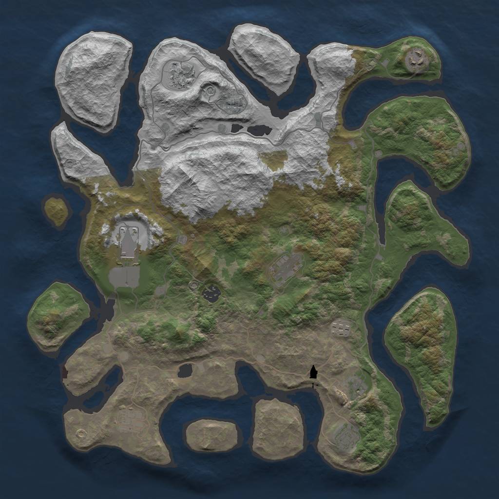 Rust Map: Barren, Size: 4300, Seed: 45157, 12 Monuments