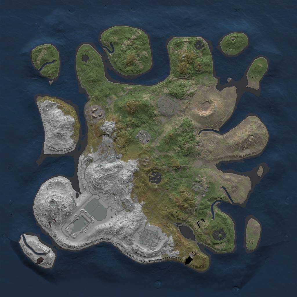 Rust Map: Procedural Map, Size: 3500, Seed: 765876, 12 Monuments