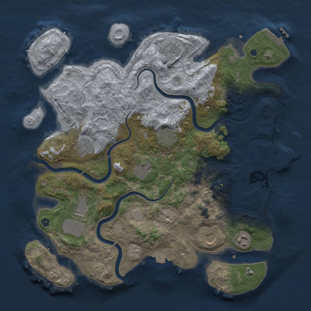 Rust Map: Procedural Map, Size: 3799, Seed: 51212312, 14 Monuments