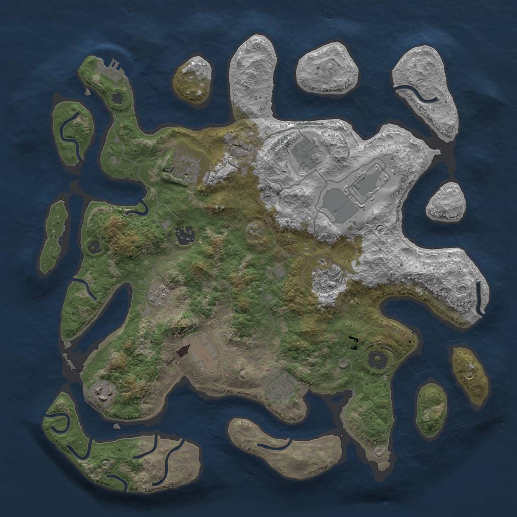 Rust Map: Procedural Map, Size: 3950, Seed: 540907866, 13 Monuments